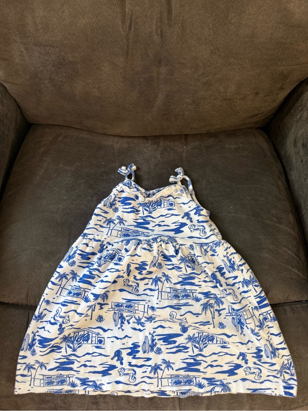 Carter's White and Blue Tropical Print Sundress